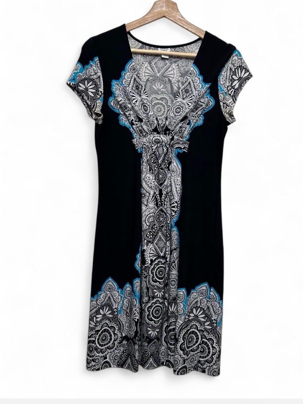 Black & Blue Paisley-Detail Women's Dress